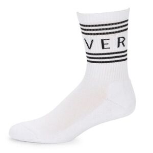 New, Authentic VERSACE Logo Crew White and Black Men's Socks size large SALE